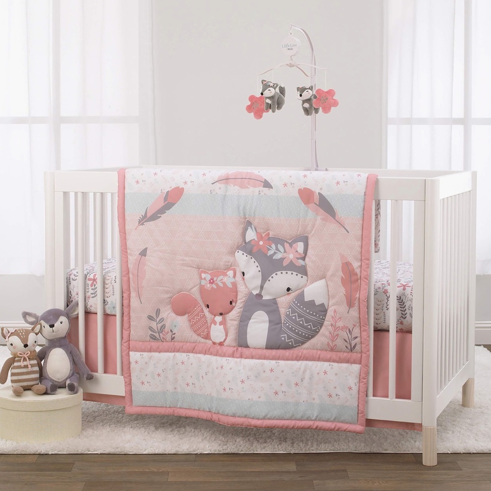 🆕 Little Love by NoJo Desert Flower Fox and Feathers 3 Piece Crib Beddin…
